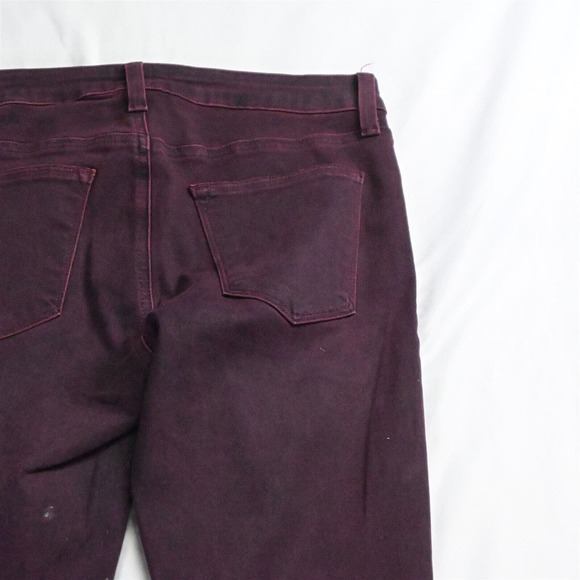 Just Black 29 Mid Rise Skinny Dark Red Purple Destroyed Stretch Denim Jeans - Picture 4 of 5